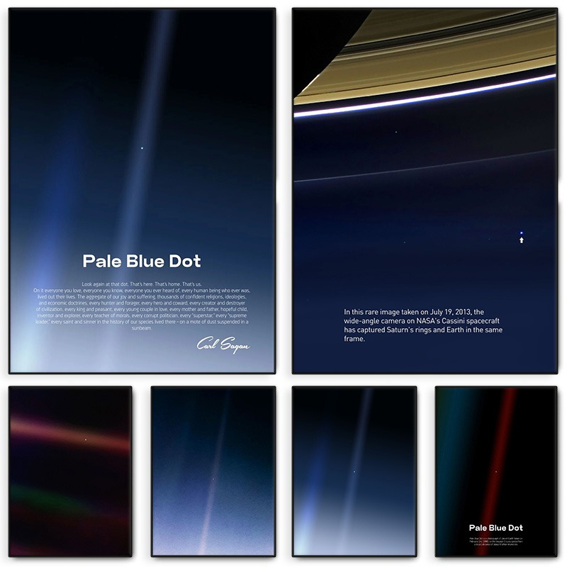Star Map Poster - Pale Blue Dot พิมพ์โปสเตอร์ Voyager Earth