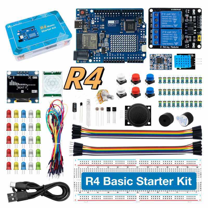 Science Kit - ชุดเริ่มต้นสำหรับการพัฒนา UNO R4 ที่รองรับ Wi-Fi พร้อมเซ็นเซอร์และส่วนประกอบอิเล็กทรอนิกส์