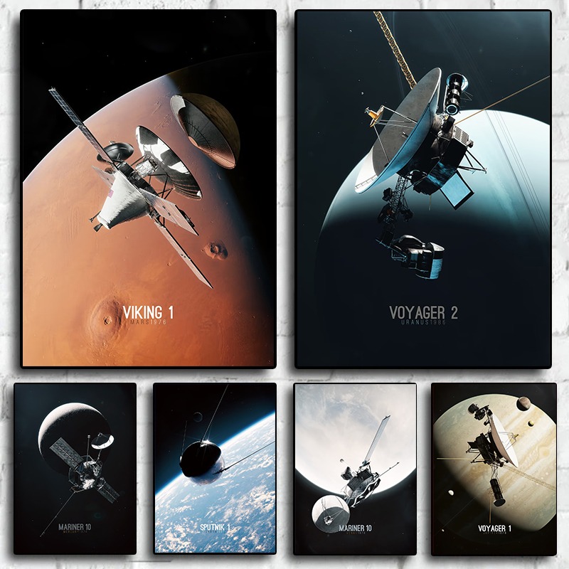 Star Map Poster - การสํารวจระบบสุริยะผ้าใบศิลปะ NASA Probes Wall Decor นํา